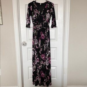 Pinkblush Maxi Dress with Purple Floral Design Sz Medium